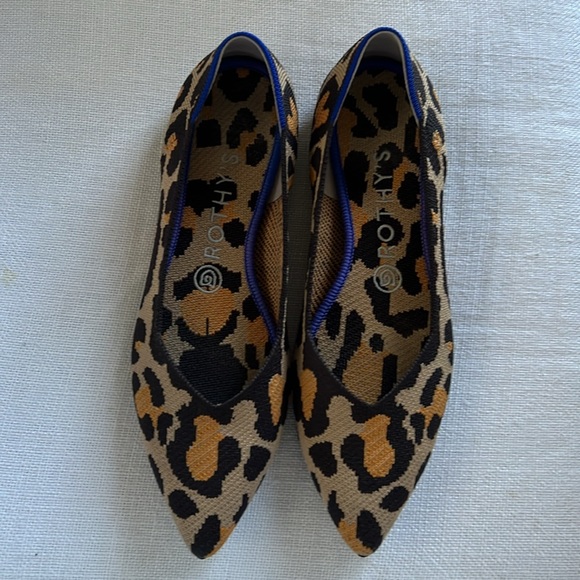 Rothy's The Point Big Cat Flats in Animal Cheetah Leopard Print Knit Women's - Picture 3 of 7